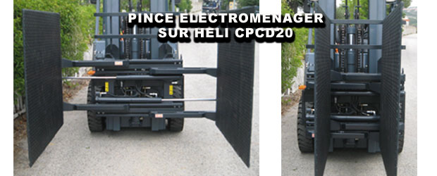Accessoire pour chariot élévateur : PINCE ELECTROMENAGER, adapté par MANUPROVENCE